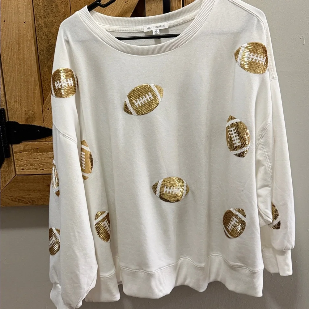 MARY SQUARE millie football-sequin sweatshirt in gold